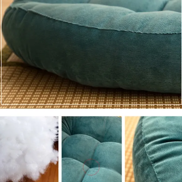 Fortykket fløjlsrund tatami pude (45*45cm) Starry sky blue