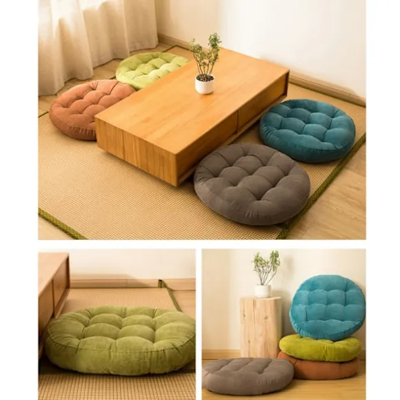 Fortykket fløjlsrund tatami pude (45*45cm) Starry sky blue