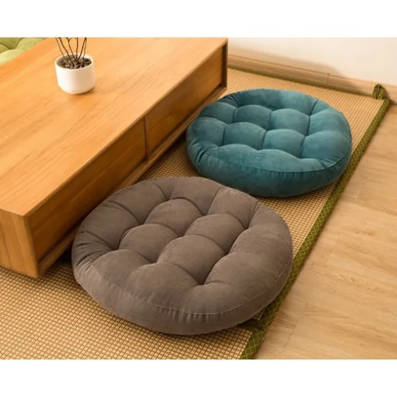 Fortykket fløjlsrund tatami pude (45*45cm) Starry sky blue