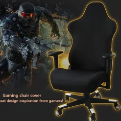 Gaming stolbetræk - 4 dele kontorstolbetræk/gaming stolbetrækssæt med armlænsbetræk/stole rygbetræk/stolesædebetræk, gaming stolbetræk (