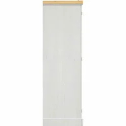 Garderobe - Corona-serie - 3 døre - voksbehandlet fyrretræ & sort metal - kuppeltop Vit