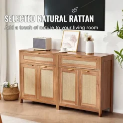 Garderobe - DUOKU - KLSB-01 - Naturlig finish - 4 magnetiske døre - 2 skuffer naturligt trä