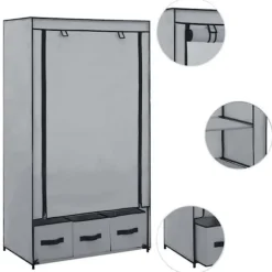 Garderobe - Eksklusiv Hus - Grå - 87 x 49 x 159 cm - Non-vævet stof & jernrør Grå