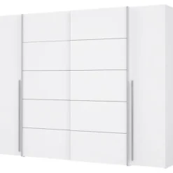 Garderobe - Mat hvid - 2 hængslede døre + 2 skydedøre - L 270,3 x D 61,2 x H 210 cm - NARAGO Matt vit