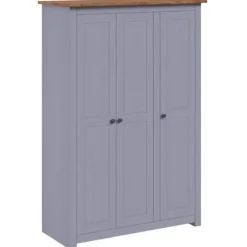 Garderobe - Panama - 3 døre - Massivt fyrretræ - Grå 118 x 50 x 171,5 cm Grå