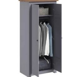 Garderobe - Panama - Grå - Massiv fyr - 80 x 50 x 171,5 cm Grå