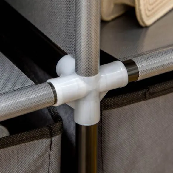 Garderobe Foldbart Stofskab, Foldeskab Med Lynlås, Non-Woven Stof, Mørkegrå, 125X43X162,5Cm