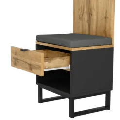 Garderobe med skuffe, tøjstang & justerbare hylder, fleksibel opbevaring Natural