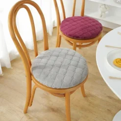 Generisk Rund Pude 35x35 CM Grå-A, Fløjl Stolhynde med Lynlås, Vaskbar og Skridsikker, Runde Hynder til Havestole Spisestue, Køkken, Kontor
