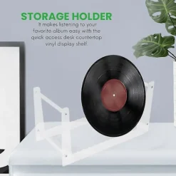 Gennemsigtigt vinylpladestativ, velegnet til opbevaring af album på skrivebordet, lavet af akryl, 50 plader pr. pakke.