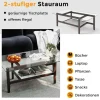 Glas sofabord 2 etagers sidebord med opbevaringsplads 107 cm langt rektangulært sofabord