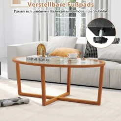 Glas sofabord med krydsbund og ben lavet af akacietræ Moderne glasbord sidebord