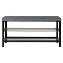 Grå bænk 2 etager med sorte ben 100 x 34 x 50 cm Grå