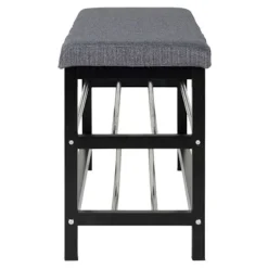 Grå bænk 2 etager med sorte ben 100 x 34 x 50 cm Grå