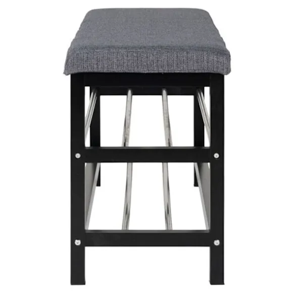 Grå bænk 2 etager med sorte ben 100 x 34 x 50 cm Grå