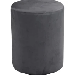 Grå fløjlspuf, 28 cm i diameter