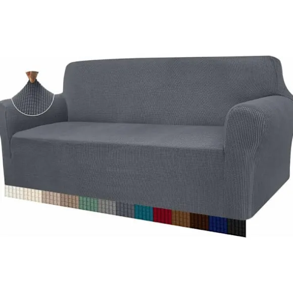 Grå 3-personers moderne sofaovertræk, Jacquard, elastisk, til stue, ideel som beskyttelse mod hunde og kæledyr
