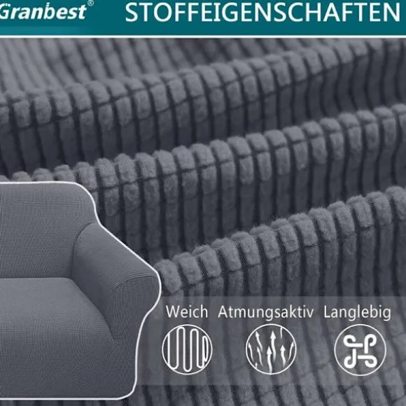 Grå 3-personers moderne sofaovertræk, Jacquard, elastisk, til stue, ideel som beskyttelse mod hunde og kæledyr