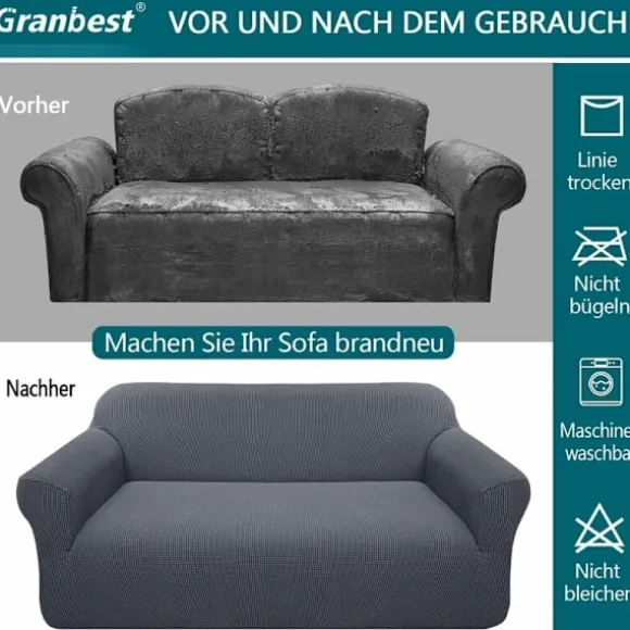 Grå 3-personers moderne sofaovertræk, Jacquard, elastisk, til stue, ideel som beskyttelse mod hunde og kæledyr