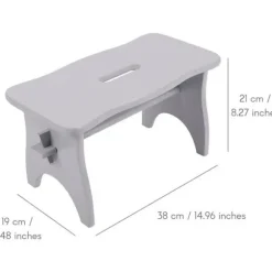 Grå træskammel - 38 x 19 x 21 cm - Skrivebord, stol, plante, lille lav skammel - træbænk - usamlet Grå