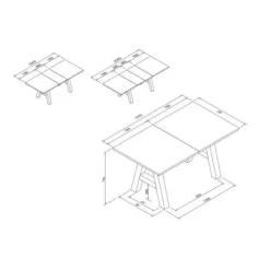 GRANADA udtrækbart spisebord - Industriel stil - 6/10 personer - 2 udtræk 40 cm - L 157/237 x D 90 x H 75 cm - Eg/sort hantverkare ek / svart