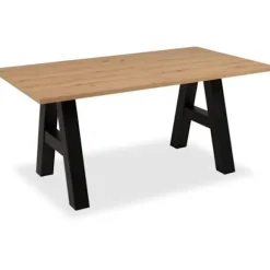 GRANADA udtrækbart spisebord - Industriel stil - 6/10 personer - 2 udtræk 40 cm - L 157/237 x D 90 x H 75 cm - Eg/sort hantverkare ek / svart