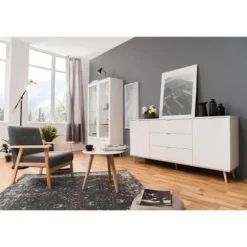GÖTEBORG Lav skænk - Skandinavisk stil - Eg og hvid indretning - L 180 cm Vit och borstad ek