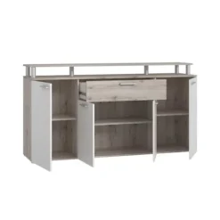 GULADA TV skabssæt - 170 cm skænk - 160 cm spisebord - Moderne - Hvid og eg indretning Matt vit och dekoration ek askgrön