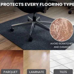 Gulvbeskyttelsesmåtte til kontorstol 90x120cm - Stolunderlag - Ridsefast stolmåtte til laminat, parket og hårde gulve
