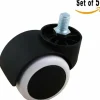 Gulvbeskytter Gummi Kontorstol Caster Hjul (Pakke med 5) 10mm Skruestamme 2" Sort/Hvid