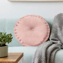Gulvpude, rund hængende vaskbar blød mesh-sædehynde, stolehynder, til gulv, stol, sofa, seng, kontor 40 * 40 cm (pink) pink