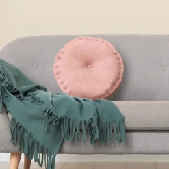 Gulvpude, rund hængende vaskbar blød mesh-sædehynde, stolehynder, til gulv, stol, sofa, seng, kontor 40 * 40 cm (pink) pink