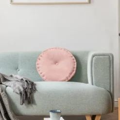 Gulvpude, rund hængende vaskbar blød mesh-sædehynde, stolehynder, til gulv, stol, sofa, seng, kontor 40 * 40 cm (pink) pink