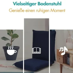 Gulvstol gulvstol gulvsofa justerbar gamingstol komfortabelt ryglæn marineblå