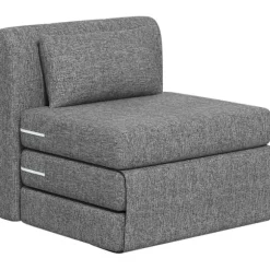 Gulvstol 2-i-1 sammenfoldelig sovesofa med hørlook, polstret gulvstol kan holde op til 240 kg til stue, soveværelse, grå