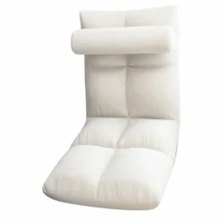 Gulvstol med Ryglæn Foldbar Sofastol Sovesofa Loungestol Gulvspilstol Meditationsstol til Voksne Hvid