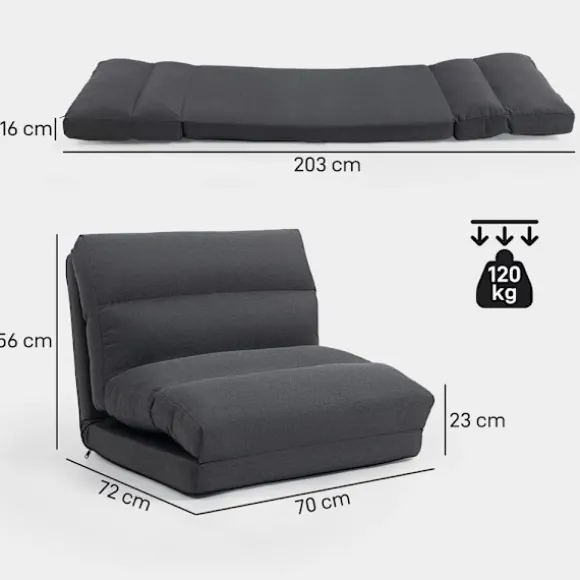 Gulvstol med sengefunktion / loungestol / liggepuf med justerba