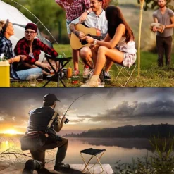 Gylden Mini Bærbar Klapstol med Taske, Ultralet Skammel til Strand, Fiskeri og Camping