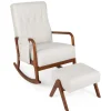 Gyngestol med fodskammel, ergonomisk design, beige