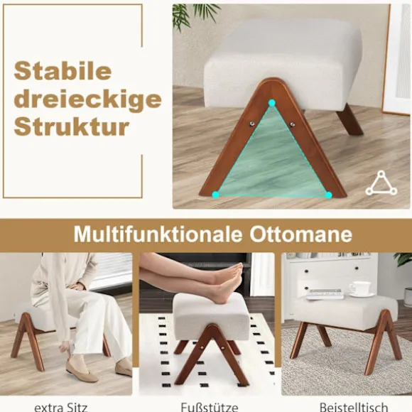 Gyngestol med fodskammel, ergonomisk design, beige