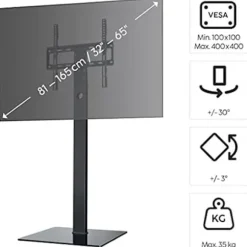 Hama fritstående tv-stativ, justerbar, højdejusterbar, 165 cm (65") op til 35 kg