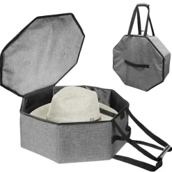 Hattaske til rejser og opbevaring, sammenklappelig hat taske cowboyhat organizer til garderobe-tfrf gray