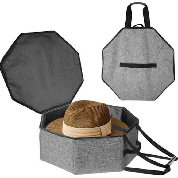 Hatteopbevaringsboks til mænd og kvinder, sammenfoldelig cowboyhatteopbevaringstaske med håndtag, stor hattransporttaske, grå
