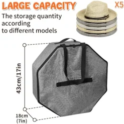 Hatteopbevaringsboks til mænd og kvinder, sammenfoldelig cowboyhatteopbevaringstaske med håndtag, stor hattransporttaske, grå
