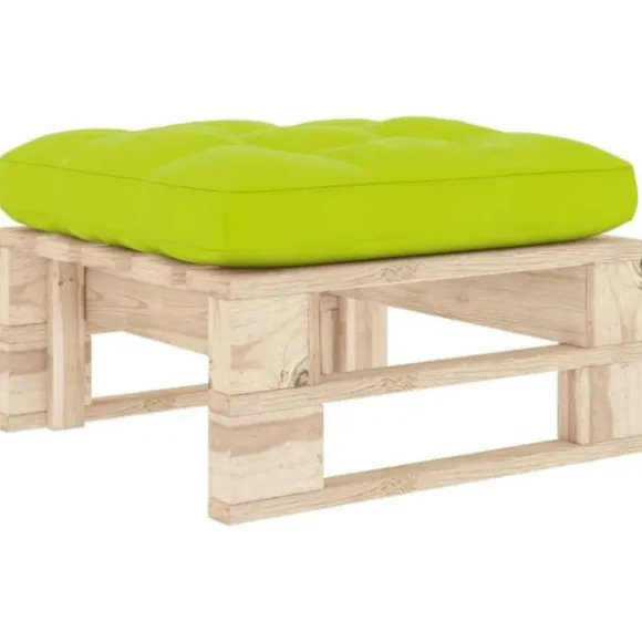 Havemøbelpuf - Eksklusivt Hus - Imprægneret fyrretræ - Lys grøn pude - 60x60x25 cm Ljusgrön (kudde)