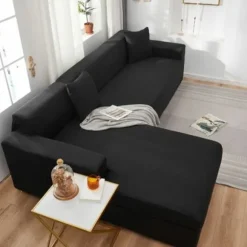 Helt dækkende vandtæt betræk i ensfarvet, strækbar stof, sort, 90-140 cm