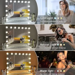 Helt nye makeup spejl pærer - USB 10 pærer 3 lystilstande (kun pærer)