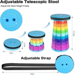 Herzberg HG-04067: Teleskopisk justerbar foldbar udendørsstol - flerfarvet