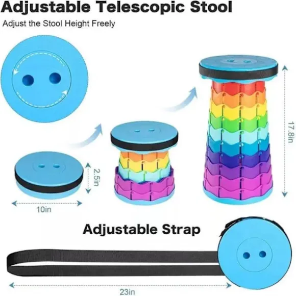 Herzberg HG-04067: Teleskopisk justerbar foldbar udendørsstol - flerfarvet