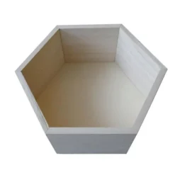 Hexagon hylde i træ 24 x 21 x 10 cm beige